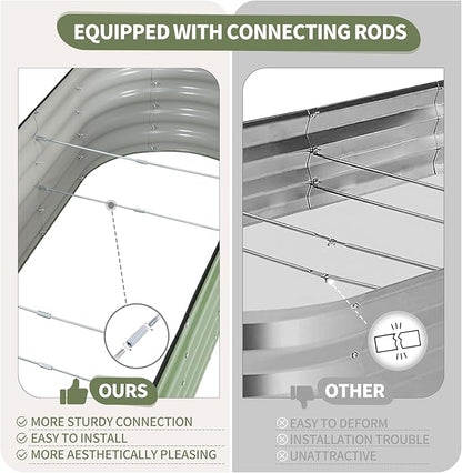 Galvanized Raised Garden Bed Outdoor- 2 Pcs Raised Beds for Gardening| Metal Planter Box, Steel Raised Garden Bed Kit with Gloves for Vegetables, Flower, Herbs (6x2x1.4FT, Green)