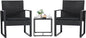 Flamaker 3 Pieces Outdoor Patio Wicker Furniture Set, Modern Rattan Chair Conversation Sets with Coffee Table for Yard and Bistro (Black)