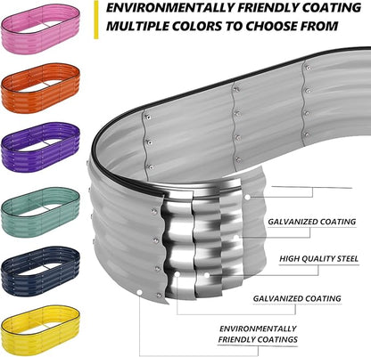 Galvanized Metal Planter Raised Garden Bed Kit for Gardening Outdoor Garden Box Raised Flower Bed 2PC Gray 2X2X1FT