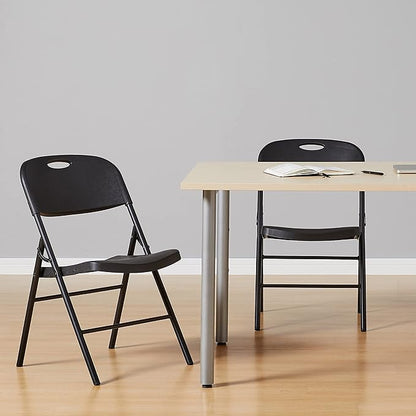 Amazon Basics Portable Folding Plastic Chair, Events Seating, Easy to Store, 350-Pound Capacity, Black, 2-Pack