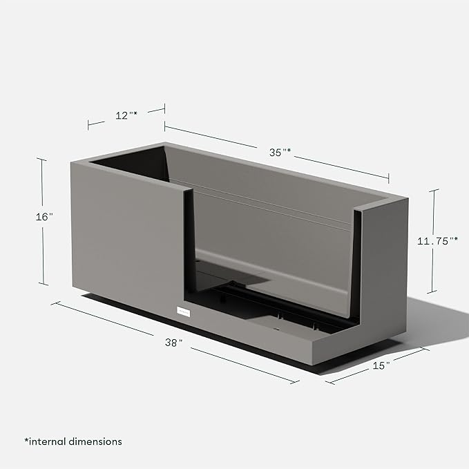 Veradek Block Series Long Box Planter - Large Rectangular Planter for Indoor or Outdoor Patio/Porch | Durable All-Weather Use with Drainage Holes | Modern Décor for Tall Plants, Flowers or Shrubs