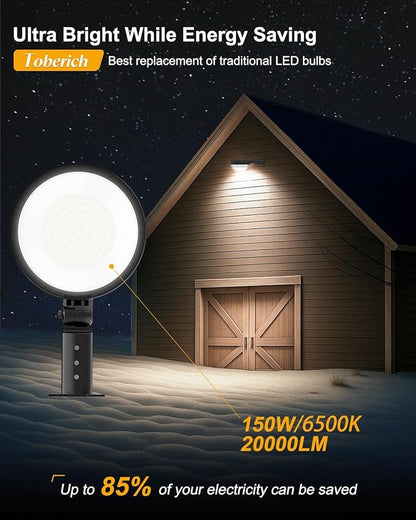 LED Barn Light 4 Packs, 150W 20000LM Yard Area Lights Dusk to Dawn Outdoor Lighting with Upgraded Photocell 6500K Adjustable Angle Daylight IP66 Waterproof Street Lights for Farmhouse/Garage