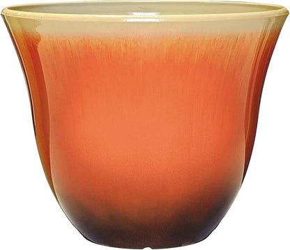 Classic Home and Garden Honeysuckle Resin Planters - Lightweight Indoor & Outdoor Plant Pots - UV-Resistant Plastic Flower Pots - Pot Planters for Flowers & Herbs (15" Tequila Sunrise)