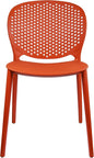 2xhome Patio Dining Chair | Modern Stackable Outdoor Pool Side Chair | Weather Resistant Plastic for Yard, Porch, Balcony, Kitchen, Orange, Single, Set of 1