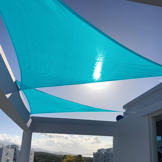 SUNNY GUARD Custom Size 20'x24'x24' Triangle Turquoise Blue UV Block Sunshade for Backyard Yard Deck Patio Garden Outdoor Activities and Facility(Customized)