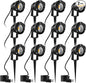 Romwish LED Landscape Spotlights, 10W Outdoor Spotlights for Yard, 3000K Warm White, 120V AC Spot Light with Ground Spike, Waterproof Landscape Lighting for House Garden Lawn Decorative (12Pack/10W)