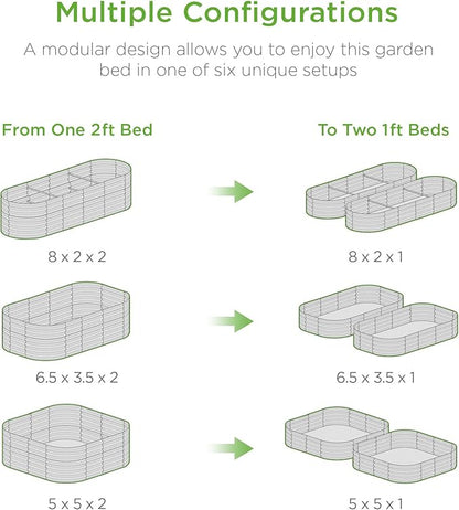 Best Choice Products 8x2x2ft Metal Raised Garden Bed, Oval Outdoor Deep Root Planter Box for Vegetables, Herbs w/ 4 Support Bars, 215 Gal Capacity - Taupe