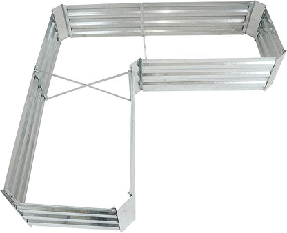 Sunnydaze 11.75" H Raised Metal Garden Bed - Galvanized Raised Garden Bed Outdoor for Vegetables and Flowers - Silver - L-Shaped
