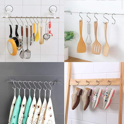 Myfolrena 20 Pack S Hooks for Hanging, 3.4 Inch Metal S Shaped Hook Heavy Duty Hanging Hooks for Pots, Pans, Plants, Bags, Cups, Clothes (Silver)