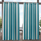 Exclusive Home Canopy Stripe Indoor/Outdoor Grommet Top Curtain Panel, 54"x96", Teal / White, Set of 2