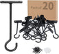 20Pack Plant Hooks Bulk 6in Metal Plant Hook Shepherds Hook Decorative Wall Plant Hanger for Hanging Lanterns, Bird Feeder, Flower Basket, Home Decor Indoor & Outdoor Black