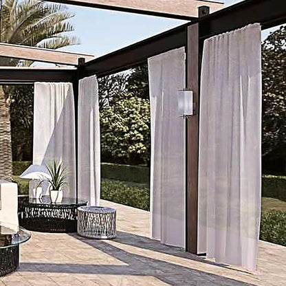 SpaceDresser Waterproof Outdoor Sheer Curtains for Patio - 4 Panels Rod Pocket Indoor Voile Sheer Curtain for Living Room,52W x 96L inch, Silver Grey