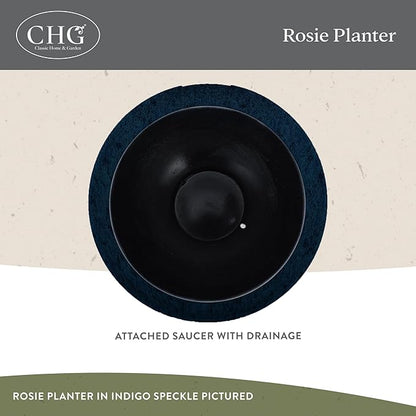 Classic Home and Garden Rosie Modern Planter w/Drainage - Contemporary Planter Bowls - Shallow Round Vases for Small Plants - Versatile Indoor & Outdoor Pots (10” Earth)