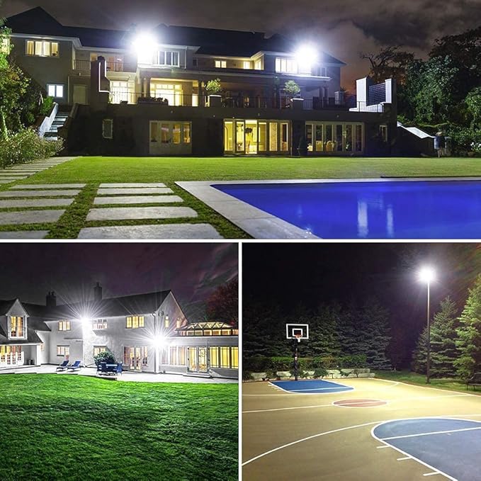 150W LED Flood Light Outdoor,2 Pack 15500LM Super Bright Security Light,IP66 Waterproof Floodlight,5000K Daylight White LED Exterior for Basketball Court, Stadium, Playground