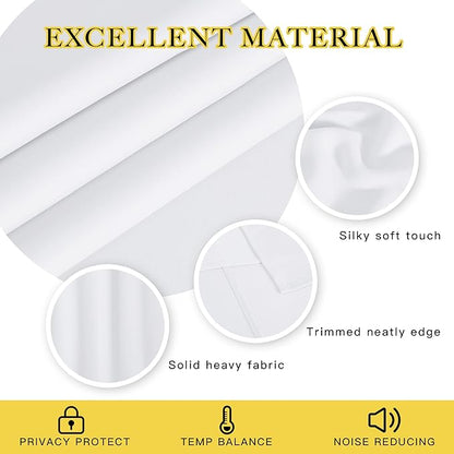 NICETOWN White Room Darkening Curtain 120 inches Long for Living Room - Grommet Solid Thermal Insulated Grommet Light Blocking Window Treatment for Bedroom (1 Panel, W52 x L120)