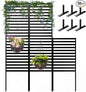 46.4" H X 47.3" W Metal Privacy Screen Outdoor - 10 Panels Freestanding Privacy Fence Panels with Stakes - Decorative Garden Air Conditioner Trash Can Pool Equipment for Backyard Patio
