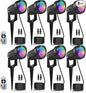 12W LED Landscape Lights Low Voltage, RGBW Color Changing 12V AC/DC Waterproof Outdoor Spotlights with Remote Control, IP65 Garden Pathway Lights with 8 Spike Stands for Christmas Decorative(8 Pack)