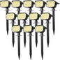 Solar Spot Lights Outdoor Waterproof IP65, 12 Pack Landscape Spotlights with 46 LEDs, 3 Modes Auto On/Off Solar Powered Flood Lights for Outside Pathway, Yard, Garden, Walkway (Warm White)