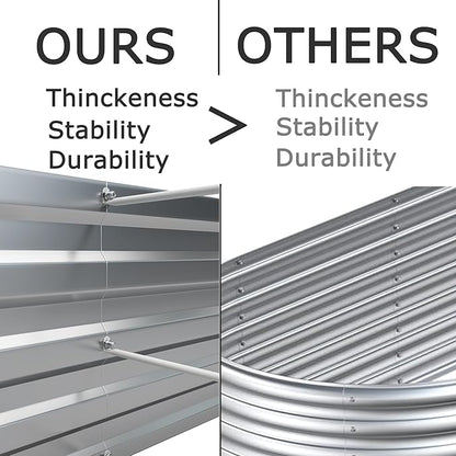 8x4x1ft(2 Pack) Galvanized Raised Garden Bed,Outdoor Planter Box Metal Patio Kit Planting Bed for Vegetables Flowers Herb,Grey