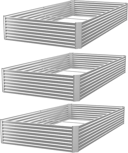 3 Pack Corrugated Galvanized Steel Raised Garden Bed Outdoor, Metal Above Ground Garden Bed for Vegetables and Flowers, Rectangle Raised Beds for Gardening-36x18 inch