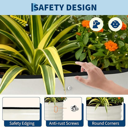 Garvee Galvanized Raised Garden Bed Outdoor, 8x2x2 ft Metal Planter Box for Flowers Vegetables, Rust-Resistant Raised Garden Beds for Gardening, Easy Assembly Outdoor Garden Box & Planters, Beige