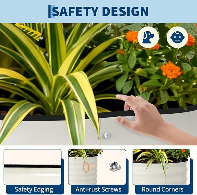 Garvee Galvanized Raised Garden Bed Outdoor, 6x3x2 ft Metal Planter Box for Flowers Vegetables, Rust-Resistant Raised Garden Beds for Gardening, Easy Assembly Outdoor Garden Box & Planters, Beige