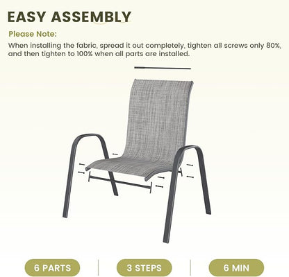 UDPATIO Patio Chairs Set of 2, Stackable Outdoor Dining Chairs with High Back, Breathable Textilene Fabric Outdoor Chair All Weather, 350LBS Capacity for Garden, Backyard (Light Grey)