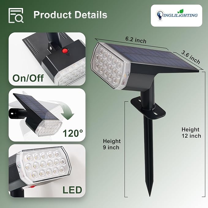 DINGLILIGHTING Solar Lights Outdoor Waterproof: IP65 Led Spot Light Decorations for Garden - Multicolor RGB Solar Powered for Yard - Dust to Dawn Uplighting Landscape Pathway Drive Patios 6PC