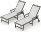 LUE BONA Chaise Lounge Chair Outdoor Set of 2, HDPS and HDPE Wicker Chaise Lounger with 5 Positions, Pool Lounge Chairs with Wheels and Adjustable Backrest for Patio, Poolside, Deck, Backyard