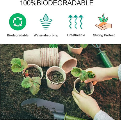 JERIA 200-Pack 3.15 Inch Peat Pots for Seedling with 200 Pcs Plant Labels,Outdoor Garden Germination Nursery Pots,Biodegradable Seed Starter Pots Kits