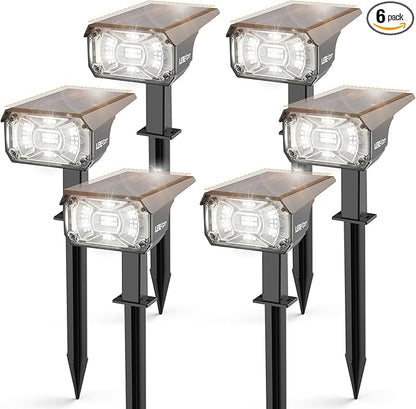 Solar Lights Outdoor Waterproof Landscape Lights, 40 LEDs Solar Spot Lights Outdoor Spotlights with 3 Light Modes, USB & Solar Powered Garden Yard Wall Lights Auto On/Off for Patio 6 Pack