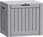 Flamaker Resin Deck Box 40 Gallon Waterproof Outdoor Indoor Storage Box Imitation Wood Resin for Patio Furniture Garden Tools and Pool (Gray)