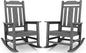 SERWALL Oversized Rocking Chair Set of 2 Outdoor, HDPE Outdoor Rocking Chair Set of 2, Grey