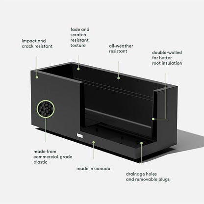 Veradek Block Series Long Box Planter - Large Rectangular Planter for Indoor or Outdoor Patio/Porch | Durable All-Weather Use with Drainage Holes | Modern Décor for Tall Plants, Flowers or Shrubs