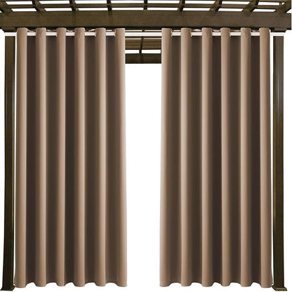 DIVA EN CAMINO DEC Outdoor Patio Curtain Waterproof Darkening Thermal Insulated Indoor Curtains for Bedroom, Porch, Living Room, Pergola, Cabana, W84 x L108, Camel Brown, Set of 2 Panels