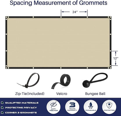 Windscreen4less Privacy Fence Screen Heavy Duty Windscreen Fencing Mesh Fabric Shade Net Cover with Brass Grommtes for Outdoor Wall Garden Yard Pool Deck, 6'x50' Beige