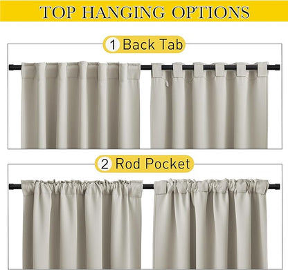 NICETOWN 2 Panels Outdoor Curtains Waterproof Pocket & Back Tab on Top & Bottom, Thermal Insulated Windproof Sun Blocking Outside Privacy Drapes for Patio with Fixed Rope, W84 x L95, Natural