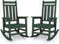 KINGYES Oversized Outdoor Rocking Chair Set of 2, All-Weather Patio Rocking Chairs for Porch, HDPE Outdoor Patio Rockers with High Back & Wide Seat for Garden, Lawn, Green