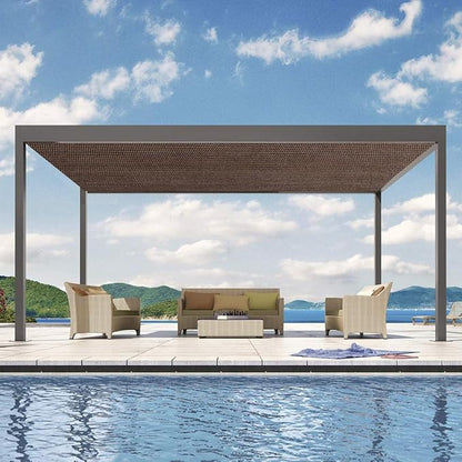 Eden's Decor Straight Flat-Edged Sun Shade Sail Rectangular 14' x 16' Brown UV-Blocking Outdoor Canopy Fabric Cloth Awning for Pergola Patio Garden Backyard Custom Size