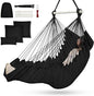 Outerman Hammock Chair, Hanging Chair with 3 Cushions and Foot Rest Support, Sturdy Metal Spreader Bar Max 500Lbs, Swing Chair for Bedroom, Indoor & Outdoor, Patio, Porch or Tree（Black）…