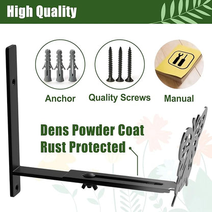Adjustable Window Box Brackets, 6 to 12 inch Heavy Duty Window Planter Box Brackets, Butterfly Shape Wall Mount Flower Box Holder, 6 Pack