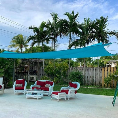 Quictent 12x16ft 185G HDPE Rectangle Sun Shade Sail Canopy 98% UV Block Outdoor Patio Garden with Hardware Kit (Turquoise)