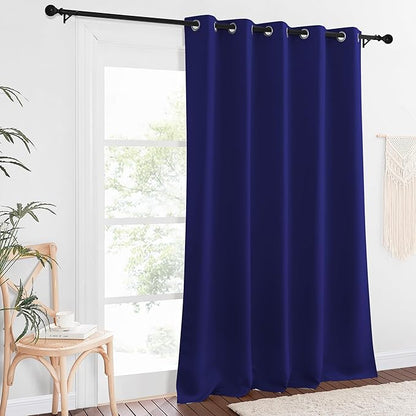 NICETOWN Sliding Door Window Treatment Blackout Patio Door Curtain Panels, Privacy Thermal Drapes for Bedroom Living Room Department with Grommet Top (Navy Blue, W66 x L110)