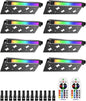 5W RGB Retaining Wall Lights 7 inch LED Hardscape Lighting Color Changing Low Voltage Landscape Paver Lights 12V 24V Step Lights Outdoor IP66 Waterproof Stair Lighting (8 Pack+Connectors)