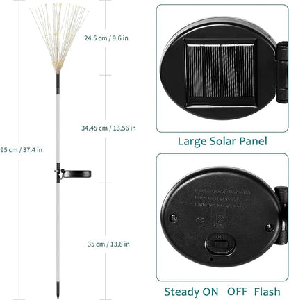 JJGoo Solar Firework Lights, 2 Pack 120 LEDs 2 Lighting Modes Solar Garden Lights Outdoor Waterproof for Yard Patio Walkway Pathway Party Wedding Christmas Decorative - Colorful