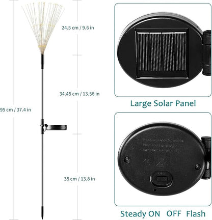 JJGoo Solar Firework Lights, 2 Pack 120 LEDs 2 Lighting Modes Solar Garden Lights Outdoor Waterproof for Yard Patio Walkway Pathway Party Wedding Christmas Decorative- Cool White