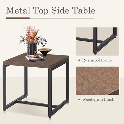 Belord Outdoor Bistro Set 3 Piece Outdoor Wicker Patio Chairs, Oversize Outdoor Rattan Seating Set, All-Weather Chairs Wicker Furniture with Metal Side Table and Removable Cushion for Outside