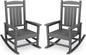 KINGYES Oversized Outdoor Rocking Chair Set of 2, HDPE Patio Rocking Chairs for Adults,Gray