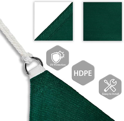 Patio Paradise 15' x 15' x 15' Sun Shade Sail Triangle Canopy Shade Cloth Fabric Sunlight Block Patio Pergola Cover HDPE Deck Awning for Outdoor Backyard Roof Shading, Green