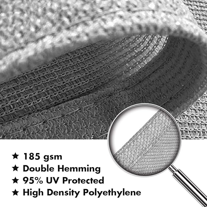 KANAGAWA Sun Shade Sail 7'x13' Gray Rectangle UV Block Canopy Awning Shelter Fabric Cloth Screen for Outdoor Patio Garden Backyard Activities